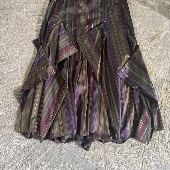 Dressy maxi long skirt tiered ruffle artsy metallic purple green gold large - Picture 3 of 11